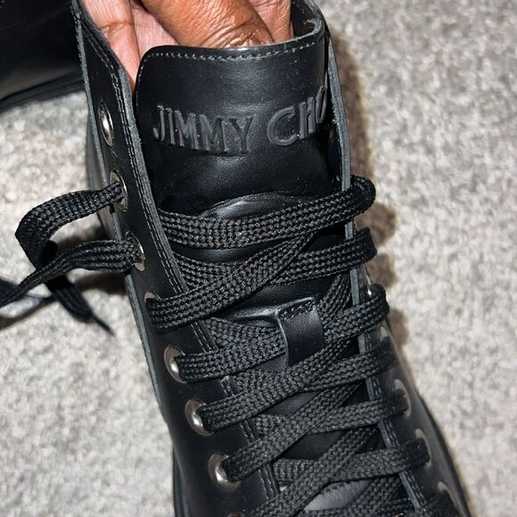 Women’s Jimmy Choo Colt Star Studdedd Leather High Top Tennis Shoes - Picture 10 of 11